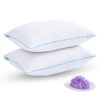 Shredded Memory Foam Pillows for Sleeping 2 Pack - Cooling Bed Pillows Standard Size Set of 2 - Firm Pillow for Side and Back Sleepers Adjustable Gel Pillow with Removable Cover