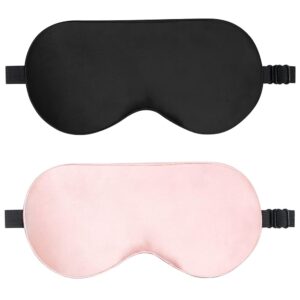 Silk Sleep Mask Breathable Blackout Eye Mask for Sleep Dorm Room Essentials Road Trip Travel Flight Airplane Essentials for All Girls Guys Ideal for Nighttime Sleep Naps Yoga...