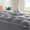 SLEEP ZONE Mattress Pad Queen Size Deep Pockets, Extra Thick Fitted Mattress Topper for Back Pain, Hotel Quality, Plush and Support, 60 x 80 Inches (Grey, Queen)