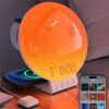 Smart Sunrise Alarm Clock - 3 in 1 Wireless Charging Station, Compatible with iPhone/Apple Watch/Airpods, Sunset Lamp White Noise Sound Machine, APP Control Wake up Light,Gift...