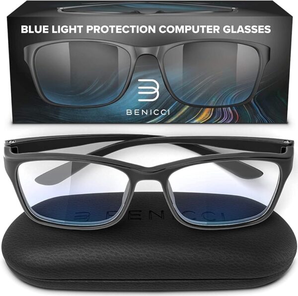 Stylish Blue Light Blocking Glasses for Women or Men - Ease Computer and Digital Eye Strain, Dry Eyes, Headaches and Blurry Vision - Instantly Blocks Glare from Computers and...