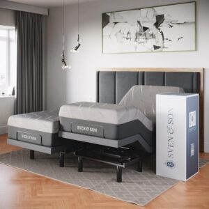 Sven & Son Classic Adjustable Bed Base Frame + 14 inch Hybrid Spring Matt Medium Soft, Head and Foot Lift, Massage, Under-Bed Lights, USB, Memory, Zero Gravity, Wireless Remote...