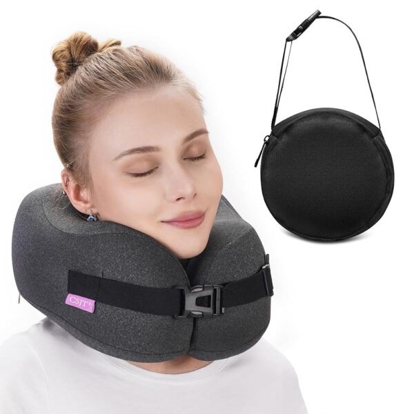Travel Pillow Vac Compressed Memory Foam Neck Pillow Airplane,Comfortable,Neck Support,Machine Washable,Airplanes Travel Essentials Accessories for Office,Flight,Cars Breaks...