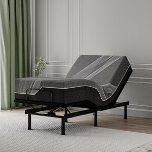 Twin XL Adjustable Bed Base Frame with Wireless Remote + 14 Inch Twin XL Gel Memory Foam Mattress Bed in a Box, Head and Foot Incline, Zero Gravity, Fiberglass Free, 80" × 38"