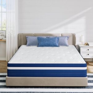 TXO Full Size Mattress, 10 Inch Hybrid Mattress with Individual Pocketed Coil Springs and High Density Foam, Edge Support, Motion Isolation, Pressure Relief, Plush Full Mattress...