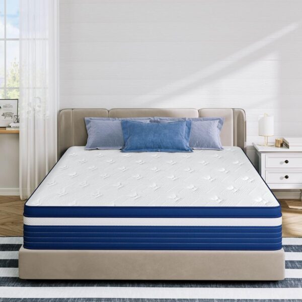 TXO Full Size Mattress, 10 Inch Hybrid Mattress with Individual Pocketed Coil Springs and High Density Foam, Edge Support, Motion Isolation, Pressure Relief, Plush Full Mattress...