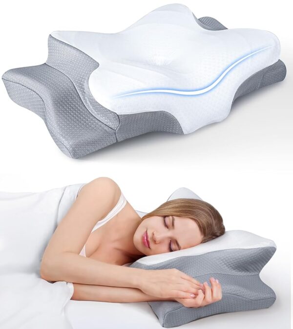 Ultra Pain Relief Cooling Pillow for Neck Support, Adjustable Cervical Pillow Cozy Sleeping, Odorless Ergonomic Contour Memory Foam Pillows, Orthopedic Bed Pillow for Side Back...