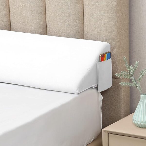 Vekkia King Size Bed Wedge Pillow for Headboard Gap/Bed Wedge Gap Filler/Mattress Wedge to Fill 0-6" Bed Gap Between Headboard and Mattress (White 76"x10"x6")
