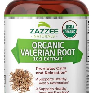 Zazzee USDA Organic Valerian Root 10:1 Extract, 3000 mg Strength, 120 Vegan Capsules, 4 Month Supply, Valeriana officinalis, 10X Potency, 100% Vegetarian, All-Natural, Non-GMO,...