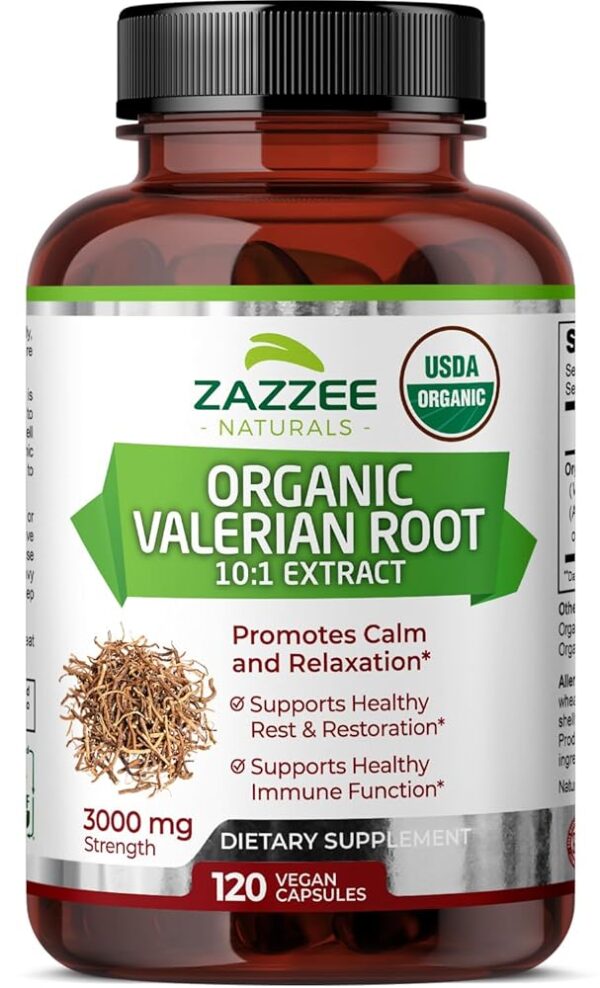 Zazzee USDA Organic Valerian Root 10:1 Extract, 3000 mg Strength, 120 Vegan Capsules, 4 Month Supply, Valeriana officinalis, 10X Potency, 100% Vegetarian, All-Natural, Non-GMO,...