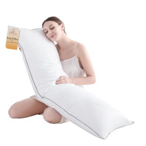 100% Breathable Cotton Cover Body Pillow for Adult Cooling Weighted Body Pillows Insert, Firm Support, and Unique Contour Swan Design for Full Body Relaxation 20"x54"