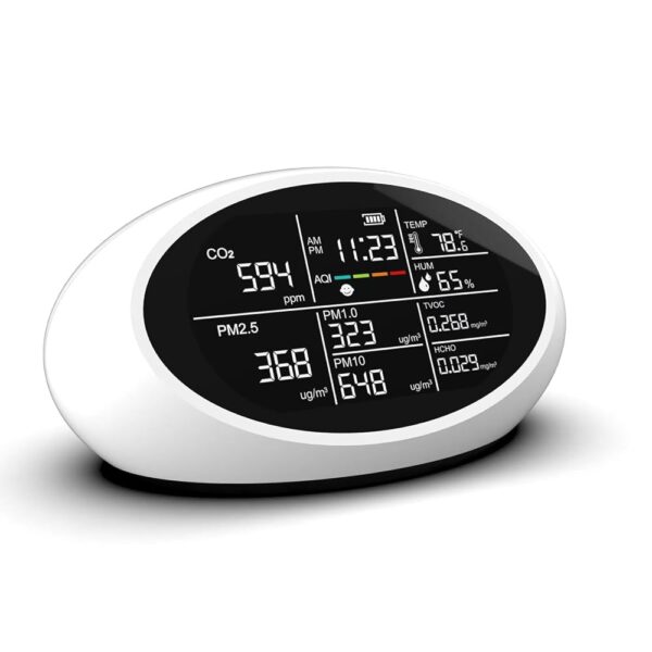 12-in-1 Air Quality Monitor Indoor, Portable Air Quality Monitor, for CO2, PM1.0, PM2.5, HCHO, TVOC and Others, Air Quality Tester for Home, Hotel, Office, Car, Battery Powered...