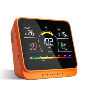 13 in 1 Air Quality Monitor Indoor, PM1/PM2.5/PM10/TVOC/Formaldehyde/Temp/Humidity and 6AQI Tester with Beep Alarm, Portable & Easy to Use, Highly Accurate Air Quality Meter for...