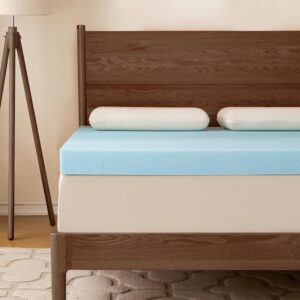 2 Inch Full Memory Foam Mattress Topper, Cooling Gel Infused Mattress Pad, Ventilated Bed Topper for Pressure Relief Back Pain, CertiPUR-US Certified-Blue