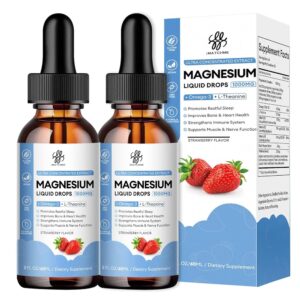 (2 Pack) Magnesium Glycinate Liquid Drop with Citrate, Oxide and Taurate, Calm Magnesium with Omega3, L-Theanine, D3, B6, B12 for Calm, Sleep, Leg Cramps, Muscles, Energy,...