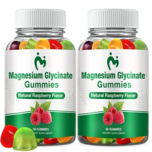 2 Packs Magnesium Glycinate Gummies for Adults & Kids, Calm Magnesium Gummies for Sleep, Magnesium Malate chewable 400mg, Stress & Muscle Relief, Magnesium Potassium Supplement