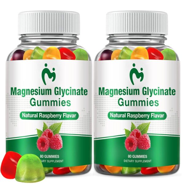 2 Packs Magnesium Glycinate Gummies for Adults & Kids, Calm Magnesium Gummies for Sleep, Magnesium Malate chewable 400mg, Stress & Muscle Relief, Magnesium Potassium Supplement