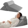 3Pcs Orthopedic Bed Wedge Pillow Set, Foam Wedge Pillow Post Surgery for Back, Leg and Knee Support, Adjustable 9&12 Inch Folding Triangle Pillow for Sleeping, Acid Reflux,...