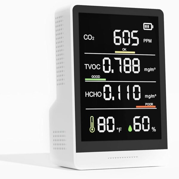 5-in-1 Professional Indoor Air Quality Monitor Indoor Portable CO2 Monitor | Temperature | Formaldehyde Detector | Humidity TVOC | Air Quality Tester - Confined Space Clean Air...