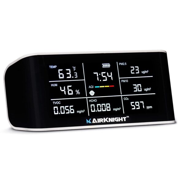9-In-1 Indoor Air Quality Monitor Indoor & Air Quality Sensor by AirKnight Monitoring. VOC detector, CO2 Monitor, Formaldehyde Detector HCHO, AQI, PM2.5, PM10 Temp, Humidity....