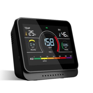 Air Quality Monitor Indoor for Home, 13-in-1 PM1/PM2.5/PM10/TVOC/Formaldehyde/Temp/Humidity and 6AQI Tester, Portable & Easy to Use, Highly Accurate Air Quality Meter for...
