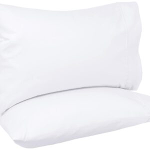 Amazon Basics 400 Thread Count Cotton Pillow Case, Standard, 30" L x 20" W, White - Set of 2, Pillows Not Included