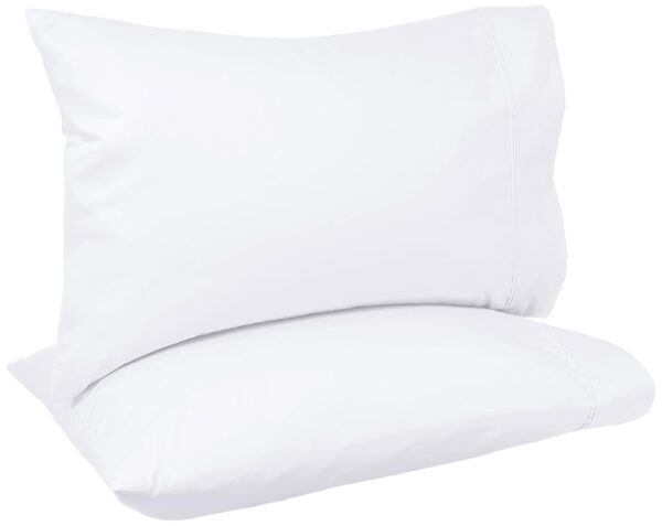 Amazon Basics 400 Thread Count Cotton Pillow Case, Standard, 30" L x 20" W, White - Set of 2, Pillows Not Included
