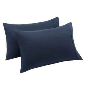 Amazon Basics Lightweight Super Soft Easy Care Comfortable Microfiber Pillow case, Pillow Not Included, Standard, Navy Blue, Pack of 2, 30" L x 20" W