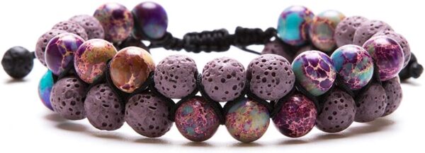 Aromatherapy Essential Oil Diffuser Bracelet Lava Stone Bead Gemstone Anxiety Diffuser Bangle Cuff Bracelet(Purple)