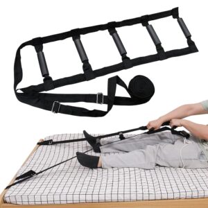 Bed Ladder Assist 160 Inch, Munzong Black Pull Up& Sit Up Assist Device, Assistive Bedside Straps w/ 5 Handle, Portable Rope Beds Ladder Helper for Elderly Senior Injury...