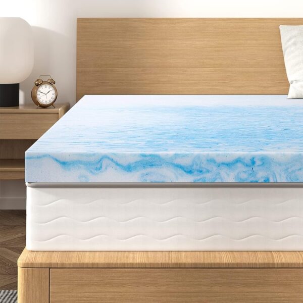 BedStory 3 Inch Memory Foam Mattress Topper Queen Size, Gel Infused Swirl Memory Foam Bed Topper for Back Pain Relief, Cooling Mattress Pad Ergonomic Design Skin-Friendly,...