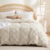 Bedsure Boho Duvet Cover - Boho Bedding Duvet Cover Set for All Seasons, Shabby Chic Jacquard Duvet Cover (Beige,Checkered,King Size,104"x90")