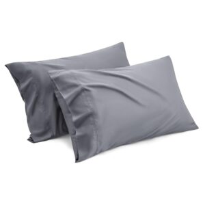 Bedsure Cooling Pillow Cases Queen Size Set of 2, Rayon Derived from Bamboo Cooling Pillowcases for Hot Sleepers, Soft & Silky Pillow Covers with Envelope Closure, Dark Grey,...