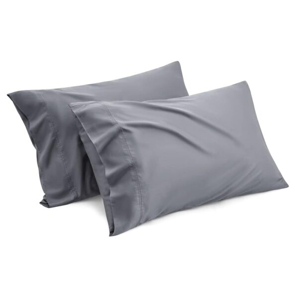 Bedsure Cooling Pillow Cases Queen Size Set of 2, Rayon Derived from Bamboo Cooling Pillowcases for Hot Sleepers, Soft & Silky Pillow Covers with Envelope Closure, Dark Grey,...