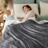 Bedsure Sherpa Fleece Blankets Queen Size for Bed - Thick and Warm Blanket for Winter, Soft Fuzzy Plush Queen Blanket for All Seasons, Grey, 90x90 Inches
