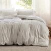 Bedsure Striped Tufted Duvet Cover King Size - Shabby Chic Duvet Cover, 3pcs All-Season Boho Bedding for All Seasons, Includes 1 King Duvet Cover & 2 Pillowcases (Light Beige,...