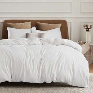 Bedsure White Duvet Cover King Size - Soft Double Brushed Duvet Cover for Kids with Zipper Closure, 3 Pieces, Includes 1 Duvet Cover (104"x90") & 2 Pillow Shams, NO Comforter