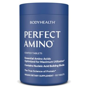 BodyHealth PerfectAmino (150 ct) Easy to Swallow Tablets, Essential Amino Acids Supplement with BCAAs, Vegan Protein for Pre/Post Workout & Muscle Recovery with Lysine,...