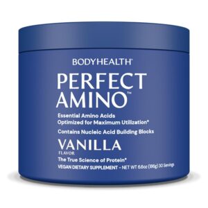 BodyHealth PerfectAmino Powder - BCAA and EAA Powder for Pre and Post Workout - Amino Acid Energy Drink Powder for Men and Women to Support Lean Muscle and Recovery - Vanilla -...