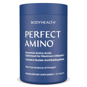 BodyHealth PerfectAmino Tablets (150 ct), Essential Amino Acid with BCAAs + Lysine, Phenylalanine, Threonine, Methionine, Tryptophan, Supplement for Muscle Mass Production,...