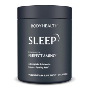 BodyHealth Sleep, Healthy Sleep Ultra, Nighttime Sleep Aid, Sleep Supplements for Adults, 3 mg Melatonin, Non Habit Forming Sleep Pills Enhanced with PerfectAmino (90 Capsules)