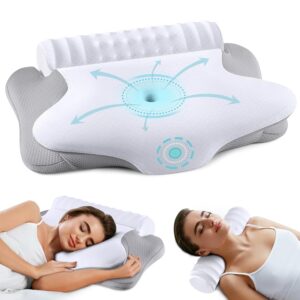Cervical Neck Pillow and Roll Neck Pillow - 2 in 1 Removable Ergonomic Pillow for Neck Pain Relief, Neck Support Pillows for Sleeping, Memory Foam Pillow for Side, Back &...