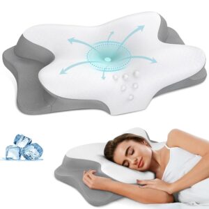 Cervical Neck Pillow - Cooling Pillow for Neck Pain Relief, Ergonomic Contour Side Sleeper Pillow for Sleeping, Orthopedic Memory Foam Pillows for Back & Stomach Sleepers with...
