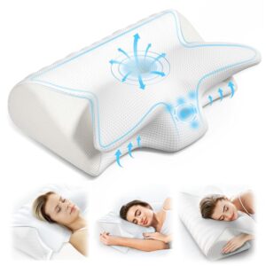 Cervical Neck Pillow for Pain Relief, Adjustable Ergonomic Memory Foam Pillow for Neck and Shoulder Pain, Orthopedic Contour Support Pillows for Side Back & Stomach Sleepers,...