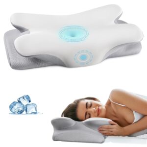 Cervical Neck Pillow for Pain Relief - Contour Memory Foam Pillows with Cooling Pillowcase, Neck Support Pillows for Sleeping, Ergonomic Orthopedic Pillow for Side, Back,...