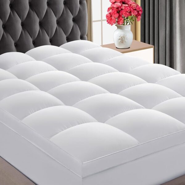 CHOKIT Luxury Soft 5D Spiral Fiber Full Mattress Topper, Extra Thick Mattress Pad Cover for Back Pain Relief, Cooling Breathable Pillow Top Protector with 8-21" Deep Pocket, All...