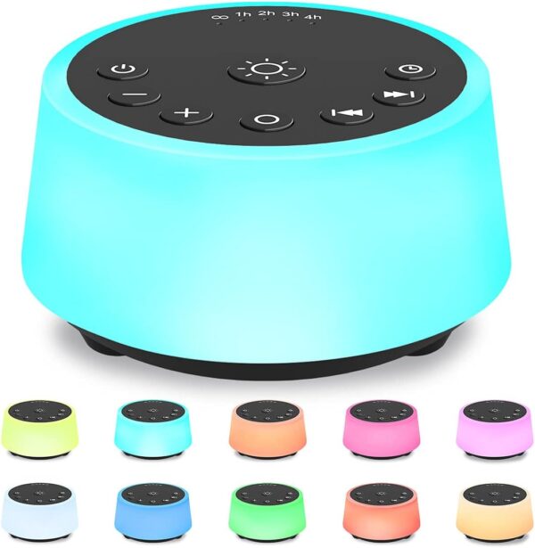 Color Noise Sound Machines with 10 Colors Night Light 25 Soothing Sounds and Sleep White Noise Machine 32 Volume Levels 5 Timers Adjustable Brightness Memory Function for Adults...