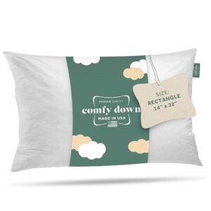 ComfyDown Decorative Throw Pillow Insert, Down and Feather Fill, 100% Cotton Cover, 233 Thread Count - Made in USA (14 X 22)