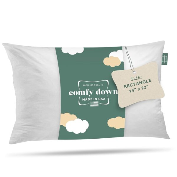 ComfyDown Decorative Throw Pillow Insert, Down and Feather Fill, 100% Cotton Cover, 233 Thread Count - Made in USA (14 X 22)