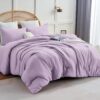 CozyLux Lavender Purple Comforter Set Full Size, 3 Pieces Solid Breathable Quilted Boho Style Bedding Sets, Luxury Fluffy Soft Microfiber Comforter for All Season(1 Comforter &...